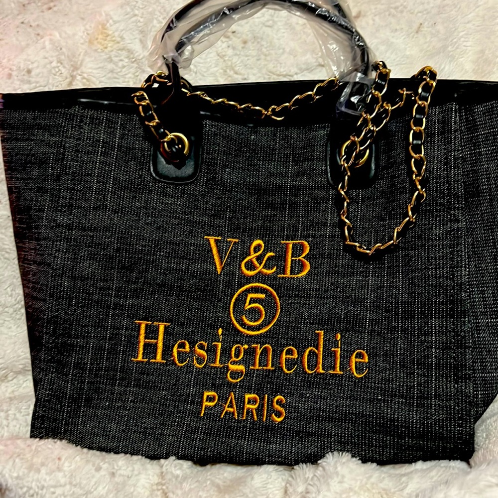 Grey/black tote bag